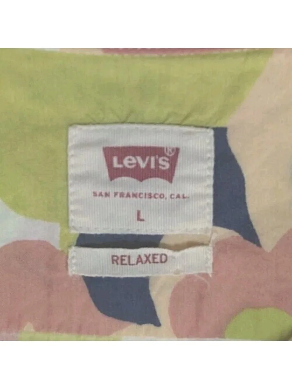 Levi's Classic Camp Shirt Aloha Relaxed Large Pastel Floral Pink Neon Casual